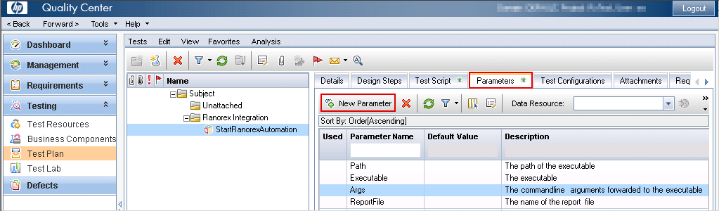 Add Parameters To Test