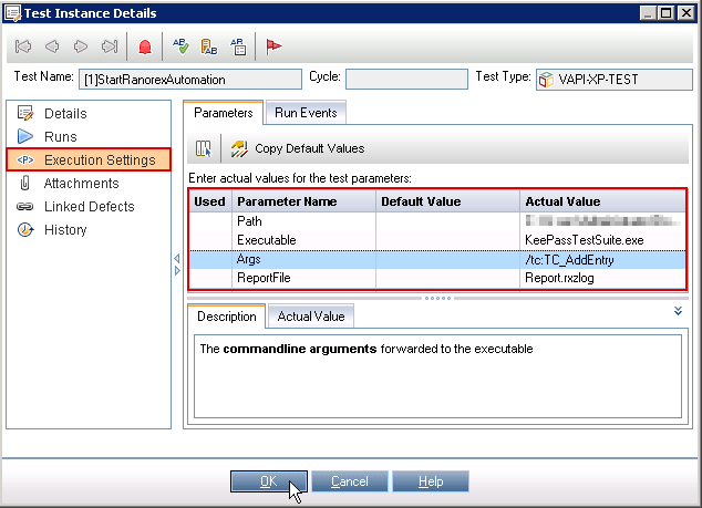 Set Execution Parameters