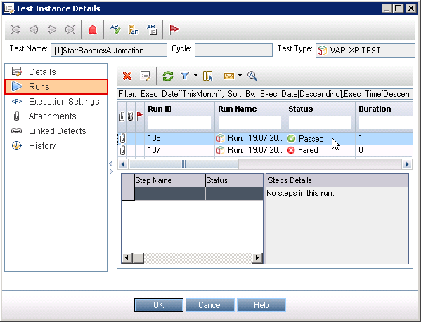 Test Instance Runs