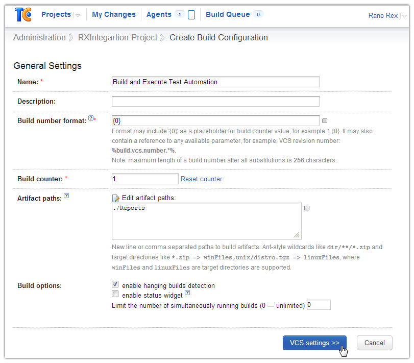 Create-Build-Config-General-settings