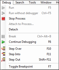 Debugging-Menu-Items
