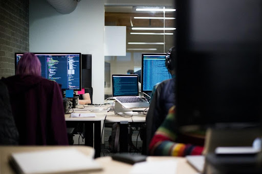 people working in an office