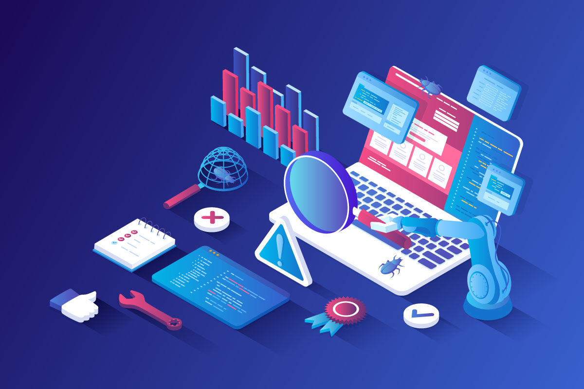 Software Testing. Process evaluation software application or website.