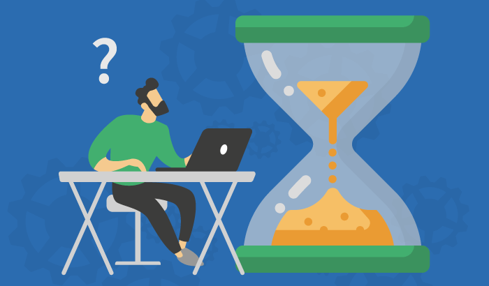 Software tester with hourglass