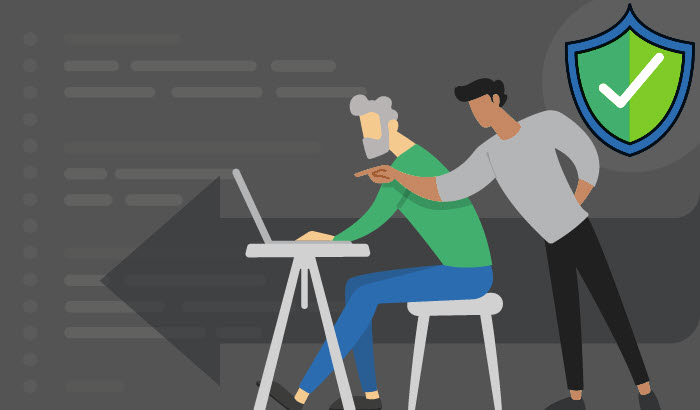 Two software developers discussing how to shift security left