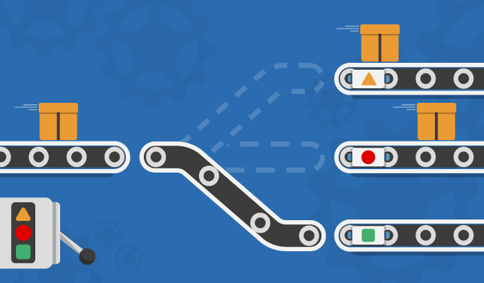 Image of a machine moving balls on different tracks