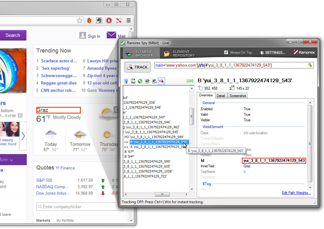 Identify UI element with dynamic ID